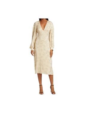 Rachel Comey Desilo Beaded V-neck Midi Dress Size 6 NWD